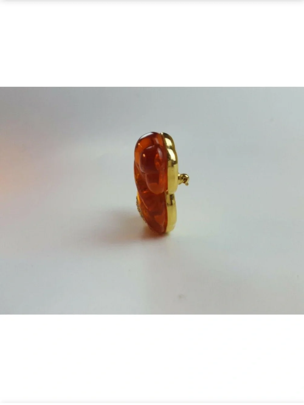 Swarovski Rhinestone & Amber Lucite Squirrel Nolan Miller Brooch Pin - Picture 6 of 10